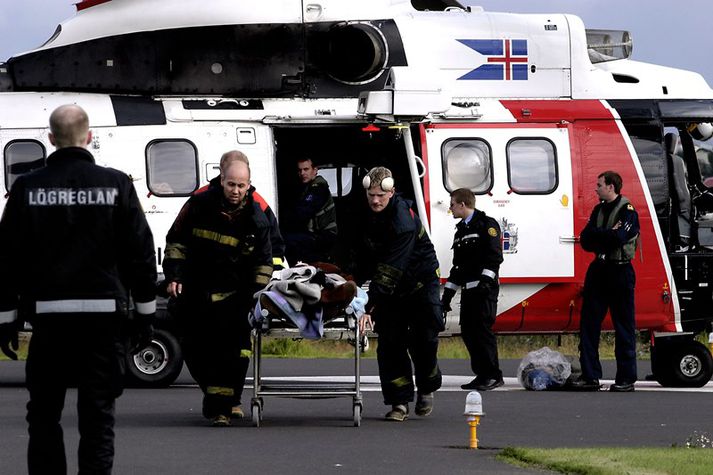 Maðurinn var fluttur með þyrlu gæslunnar á sjúkrahús. Það skal tekið fram að þetta er ekki hann á myndinni.