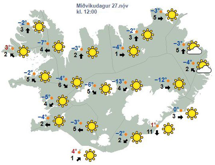 Léttskýjað og kalt í veðri.