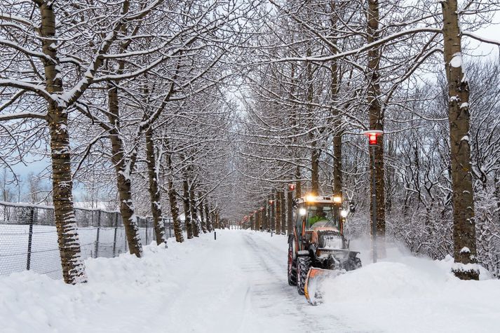 Ekki kom fram í tilkynningu lögreglu hvernig snjómokstursvél var um að ræða. 