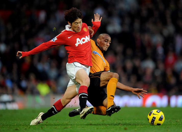 Ji Sung Park skoraði tvö gegn Wolves í dag.