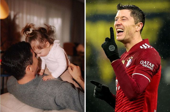 Robert Lewandowski með hinni fjögurra ára gömlu Klöru, dóttur sinni.