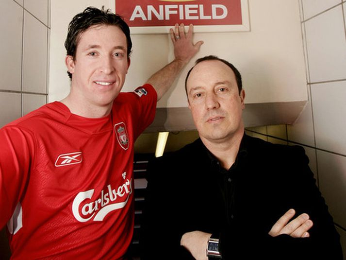 Robbie Fowler og Rafael Benitez.