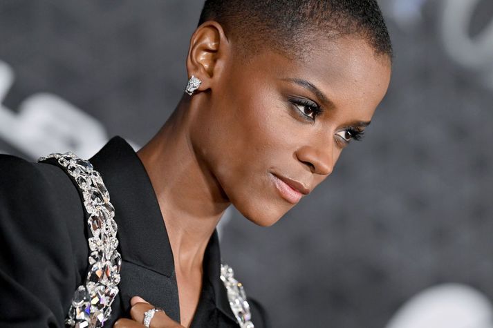 Letitia Wright á frumsýningu Marvel myndarinnar Black Panther 2: Wakanda Forever.