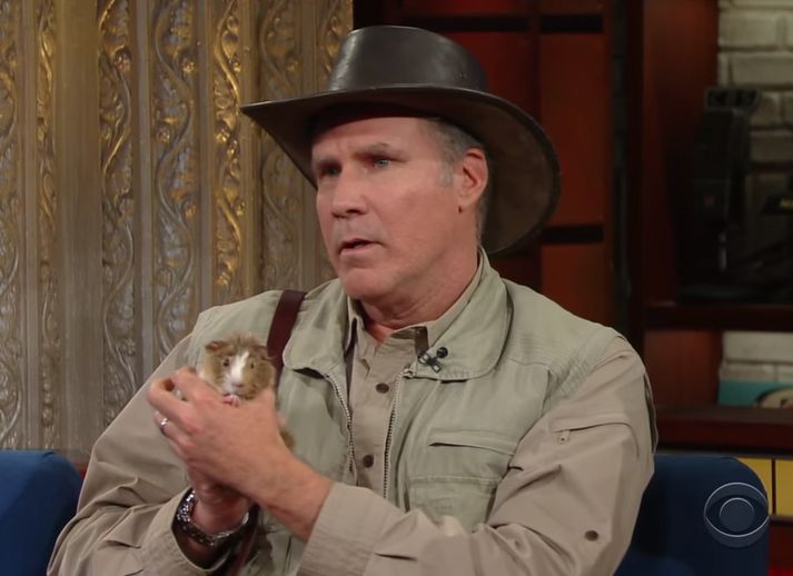 Will Ferrell heldur hér á sjaldgæfri tegund tígrisdýrs frá Mongólíu, að eigin sögn.