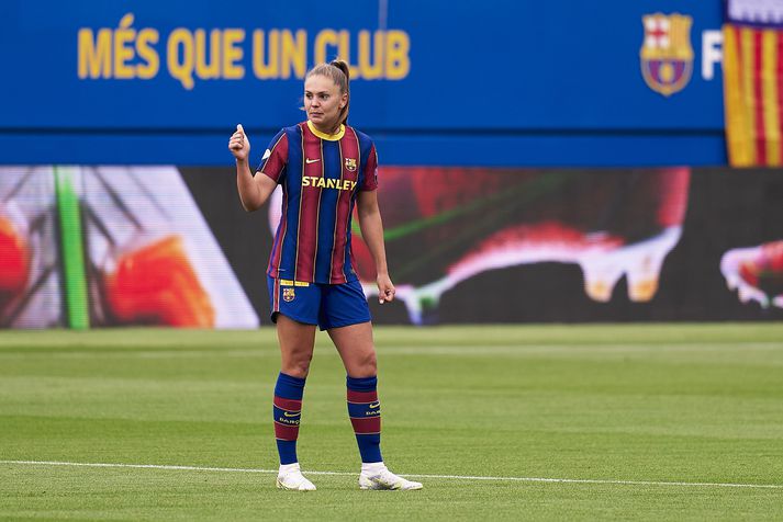 Lieke Martens er að yfirgefa Barcelona fyrir PSG. Hér er hún í leik gegn PSG í undanúrslitum Meistaradeildarinnar á síðasta ári.