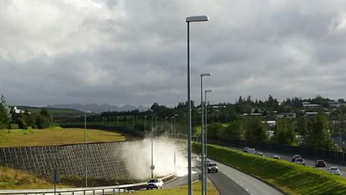 Varað er við slysahættu.