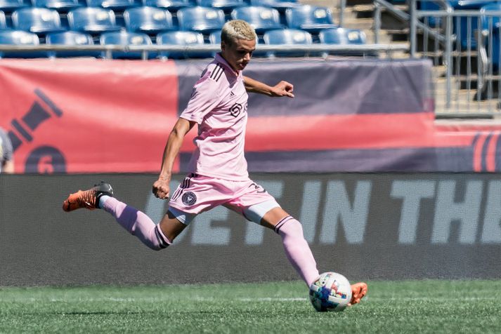 Romeo Beckham í leik með varaliði Inter Miami.