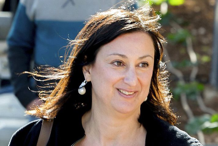 Daphne Caruana Galizia var myrt árið 2017. Þessi mynd var tekin árið á undan.