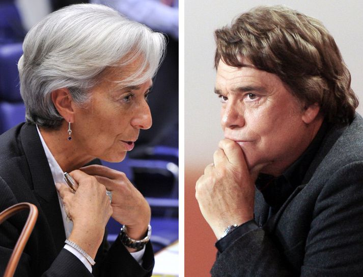 Christine Lagarde tók við embætti forstjóra Alþjóðagjaldeyrissjóðsins árið 2011. Bernard Tapie var meðal annars eigandi franska knattspyrnuliðsins Olympique Marseille á árum áður.