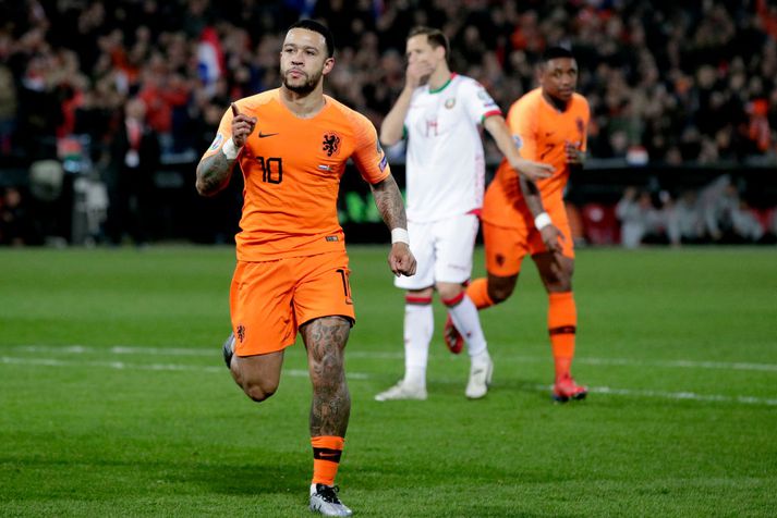 Memphis Depay kom við sögu í öllum marka Hollands.