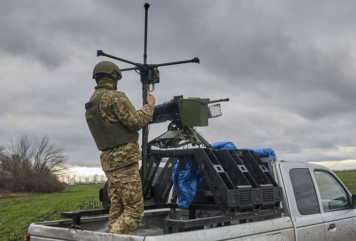 Úkraínskir hermenn við störf í Karkív. 