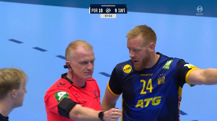 Anton Gylfi Pálsson og Jim Gottfridsson gátu alveg rætt málin og Svíinn sló á létta strengi.