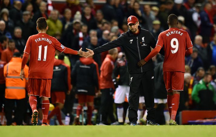 Klopp, Firmino og Benteke.