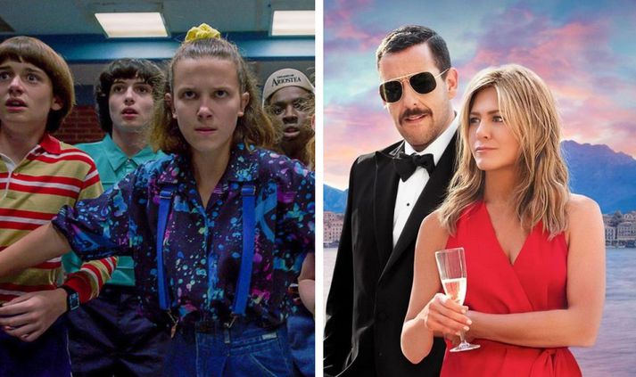 Kvikmyndin Murder Mystery með Adam Sandler og Jennifer Aniston virðist hafa notið mikilla vinsælda á árinu og það sama má segja um þriðju þáttaröð Stranger Things°.