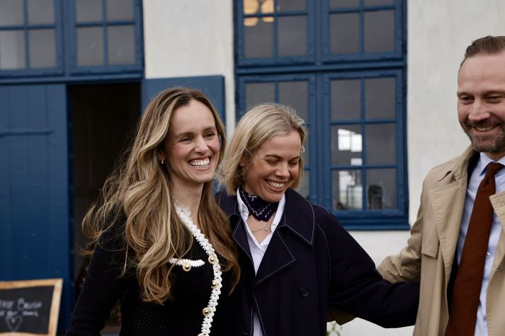 Hildur Björnsdóttir, Björg Magnúsdóttir og Einar Þorsteinsson í Viðey fyrr í dag. 