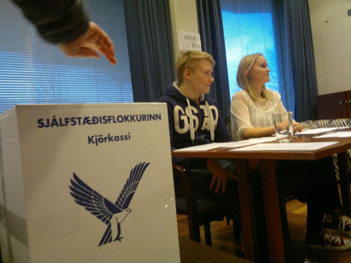 Frá Valhöll í morgun, þar sem prófkjörið fer fram.