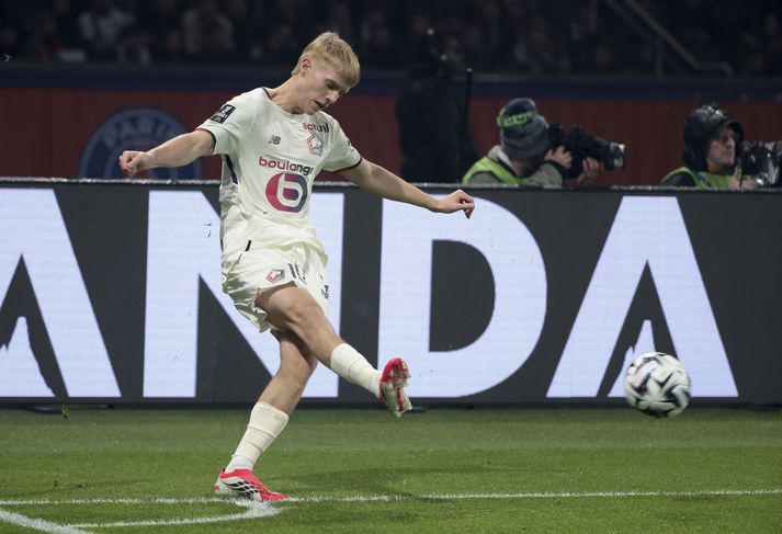 Hákon Arnar Haraldsson kom inn á sem varamaður á 73. mínútu gegn Angers í dag.