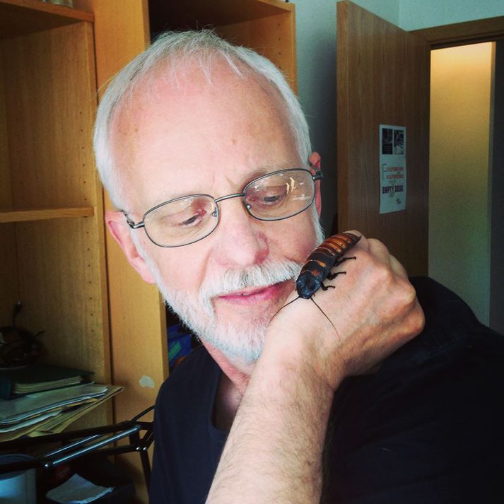 Erling með kakkalakka frá Madagaskar.