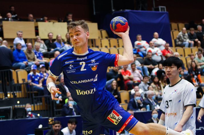 HM í handbolta í Kristianstad Svíþjóð, leikur gegn Suður Kóreu Ísland vann 38-25