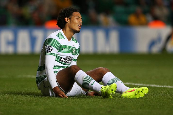 Virgil van Dijk hjá Celtic gat ekki leynt vonbrigðum sínum.