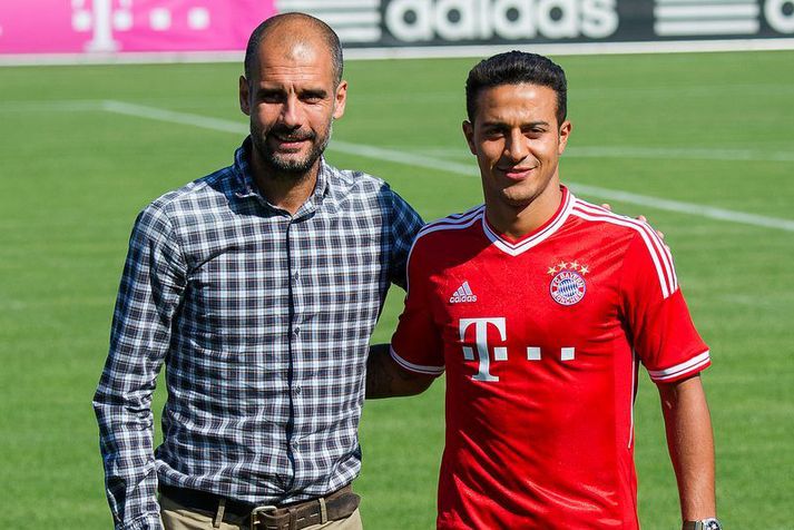 Pep Guardiola náði í Thiago Alcantara til Bayern München sumarið 2013. Þeir voru þá báðir nýir hjá þýska stórliðinu.