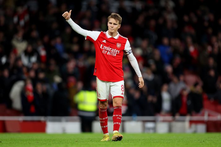 Martin Ödegaard er fyrirliði toppliðs Arsenal.
