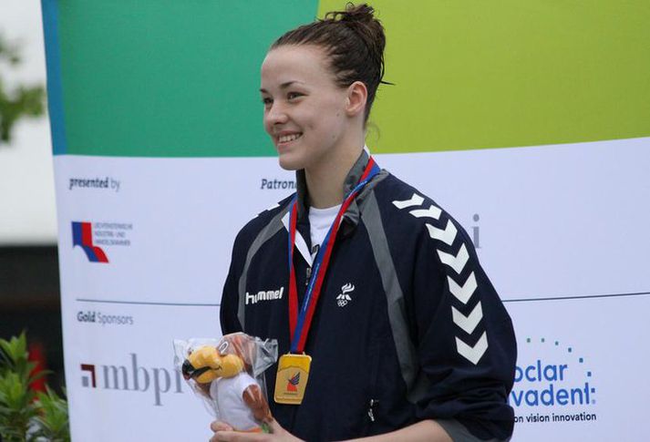 Eygló Ósk Gústavsdóttir hefur farið á kostum í Lúxemborg. Hér er hún með verðlaun á leikunum 2011.