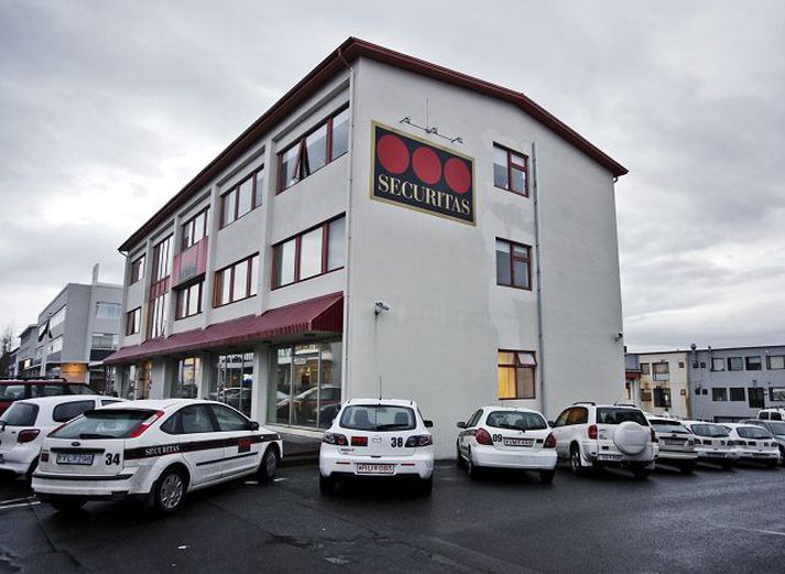 SECURITAS Deilur eru uppi um vörumerkið Securitas og myndmerkið sem því fylgir. Það er í eigu sænsks fyrirtækis sem hafnar því að það verði selt með félaginu úr þrotabúi Fons.fréttablaðið/anton