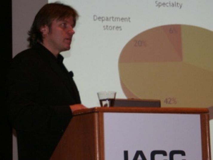 Jón Ásgeir Jóhannesson í pontu í dag.