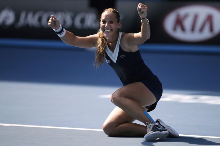 Dominika Cibulkova fagnar hér sigri.