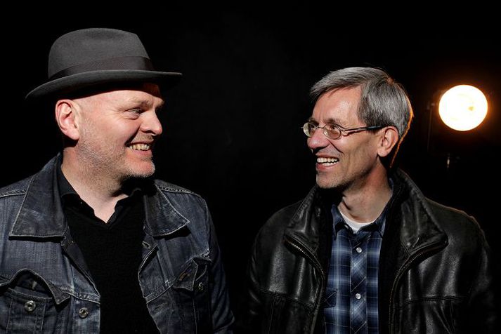 Hallgrímur Helgason og Peter Arp á meðan á heimsókn hins síðarnefnda stóð um síðustu helgi. Fréttablaðið/Valli