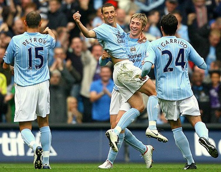 Leikmenn Manchester City fagna marki.