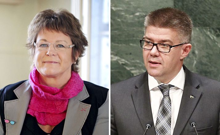 Guðrún Jónsdóttir, talskona Stígamóta, og Gunnar Bragi Sveinsson, utanríkisráðherra