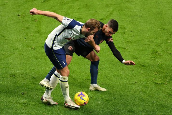 Harry Kane fór oft illa með varnarmenn Manchester City í leik liðanna um helgina.