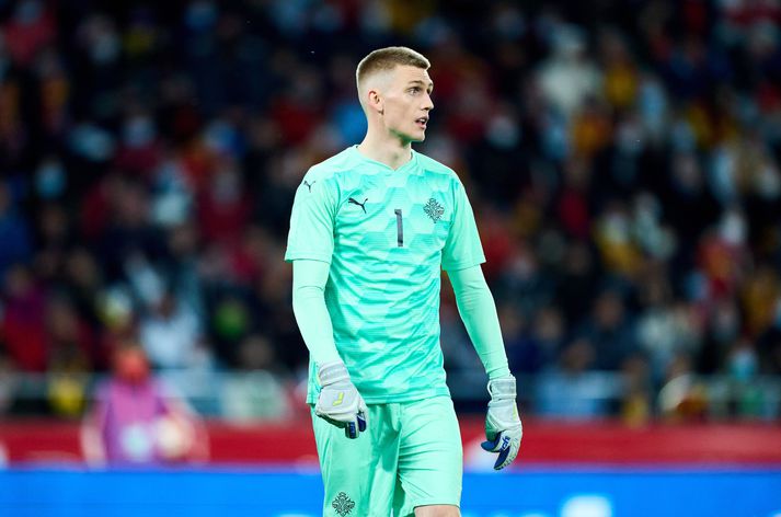 Spain v Iceland - International Friendly LA CORUNA, SPAIN - MARCH 29: Runar Alex Runarsson of Iceland reacts during the international friendly match between Spain and Iceland at Riazor Stadium on March 29, 2022 in La Coruna, Spain. (Photo by Juan Manuel Serrano Arce/Getty Images)