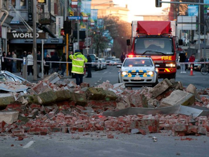 Miklar skemmdir blasa við víðsvegar um í Christchurch eftir jarðskjálftann.