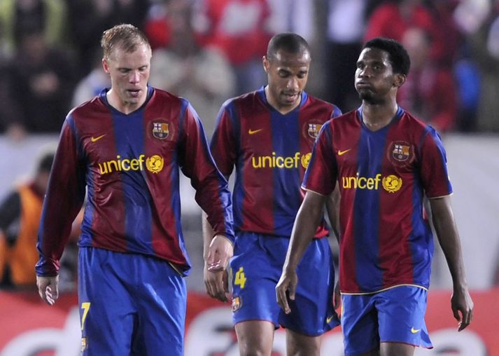 Eiður Smári með þeim Thierry Henry og Samuel Eto'o árið 2008.