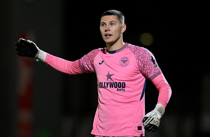 Hákon Rafn Valdimarsson var bleikklæddur í dag.