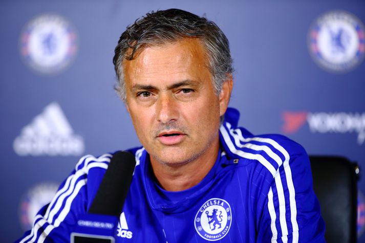 Mourinho á blaðamannafundinum.