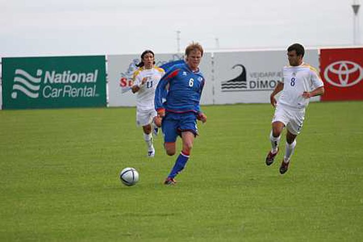 Birkir Bjarnason er hér í leik með U-21 landsliðinu.
