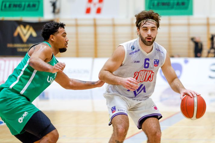 Dimitrios Klonaras í leik með Álftanesi í Bónus deild karla í körfubolta á síðustu leiktíð.