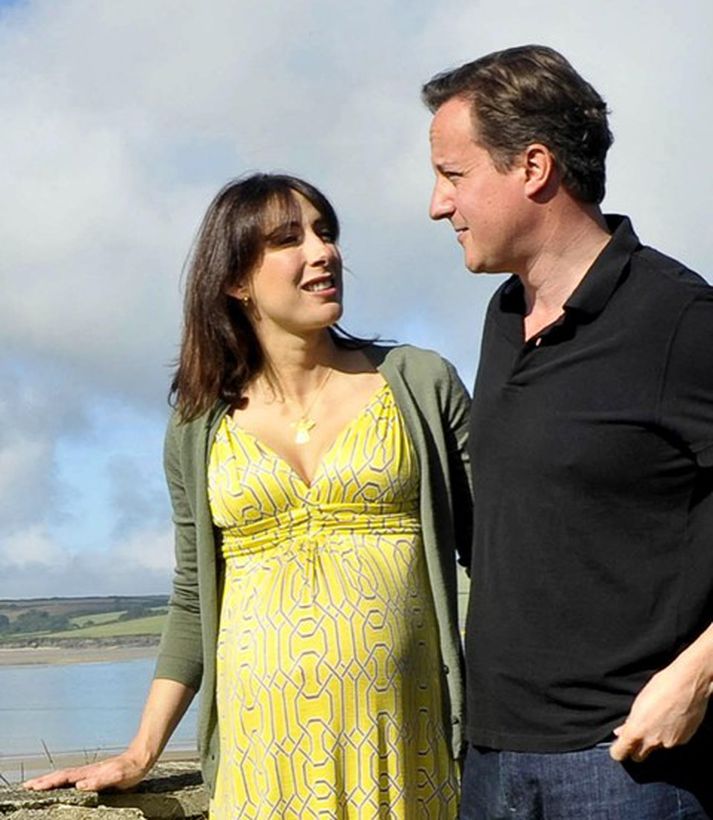 David og Samantha Cameron hafa eignast sitt fjórða barn. Mynd/ afp.