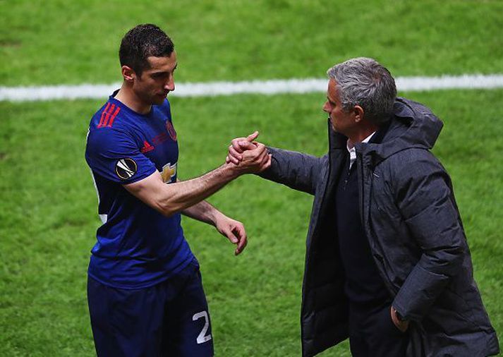 Mkhitaryan og Mourinho í úrslitaleik Meistaradeildarinnar 2017.