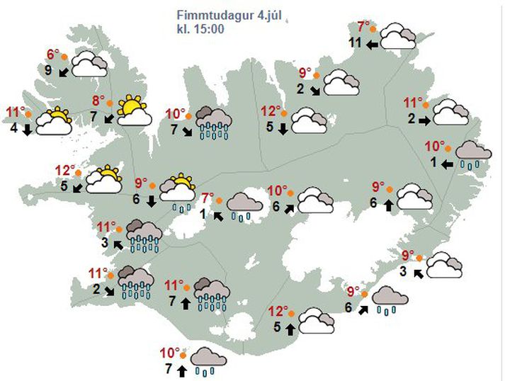 Það er vætusamt víða um land í dag.