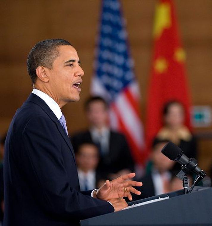 Barack Obama ávarpaði háskólanema í Shanghaí í Kína í gær. Forsetinn er nú á ferðalagi um Asíu
fréttablaðið/AP