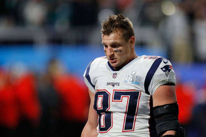 Gronk súr og svekktur eftir tapið í Super Bowl í febrúar. Hann ætlar sér að komast aftur þangað á næsta ári.