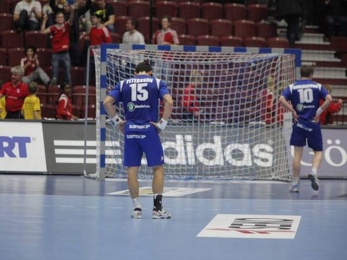 Alexander Petersson og Snorri Steinn Guðjónsson í leikslok.