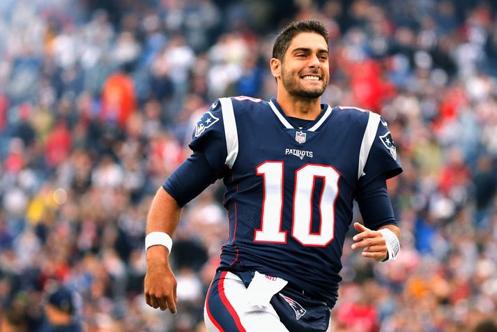 Garoppolo hefur sýnt lipur tilþrif er hann hefur fengið tækifæri hjá Patriots. Hann fær góð meðmæli frá Tom Brady.