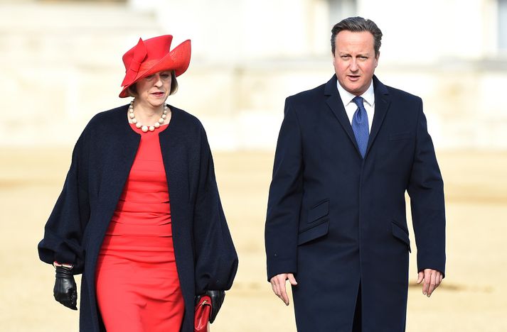 Theresa May verðandi forsætisráðherra Bretands og David Cameron fráfarandi forætisráðherra.