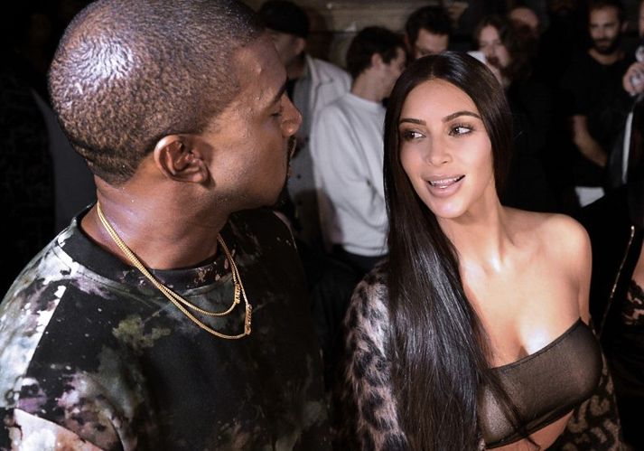 Kim Kardashian West ásamt eiginmanni sínum Kanye West.